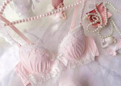 UK Trending! MOYISU Kawaii Lolita Bra Set Full Cup G Heavy Underwire Support Heavy Lace Thin Cup Pure Sexy Teen Lingerie Summer