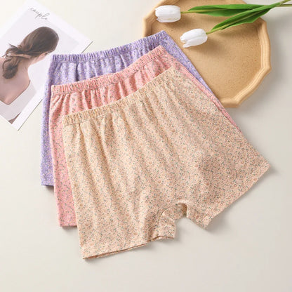 3PCS Women Boxer Underwear Mother Briefs Floral Safety Pants Lingerie Breathable Woman Cotton Plus Size Female Panties Intimates