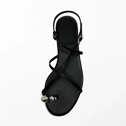 Luxury Cross Strap Design Flat Sandals Women Sexy Peep Toe Metal Decoration Beach Shoes Women's Sandals Summer 2026 Sandalias