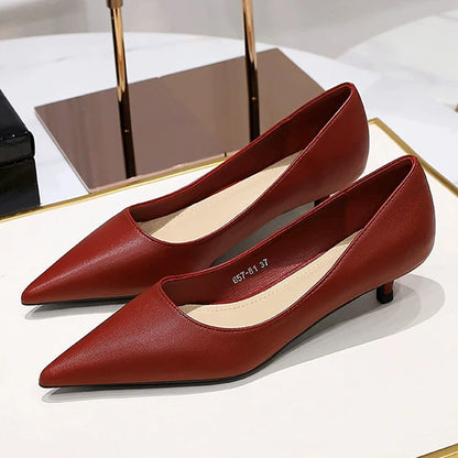 Fashion Pointed Toe Mid Heeled Shoes 4 Cm Stilettos Occupation OL Office shoes Low-Heel Women Shoes Kitten High Heels Pumps Lady