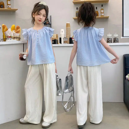 Elementary Student Girl Clothes Summer Suit for Girls Wear Stylish Children Clothing Cartoon Children's Fashion 4 7 8 Years Kids