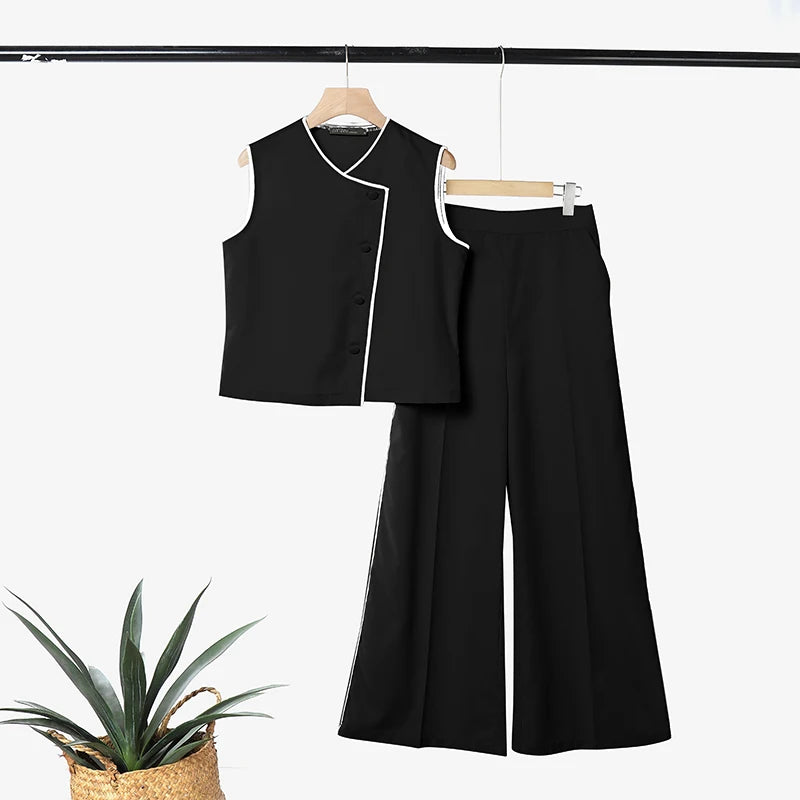 ZANZEA Fashion V Neck Sleeveless Tanks Tops Trousers Suit Summer Women Matching Sets Casual OL Work Pant Sets Holiday Tracksuit