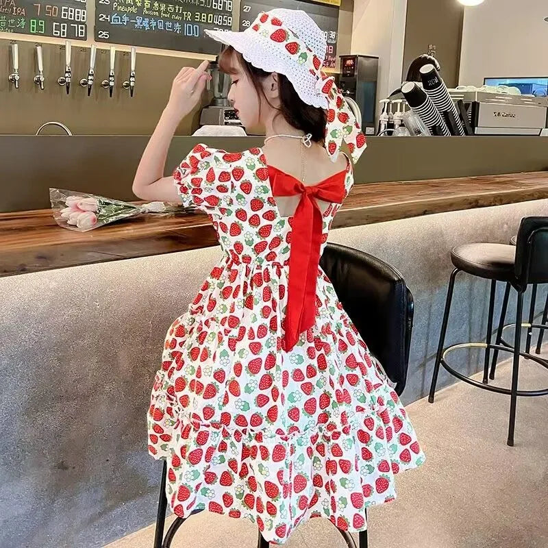 Summer Strawberry Princess Dress Romper for Girls Girls' Clothes Women's Children's Elegant Kids 8 10 Years Child Girl 12 7 9 6