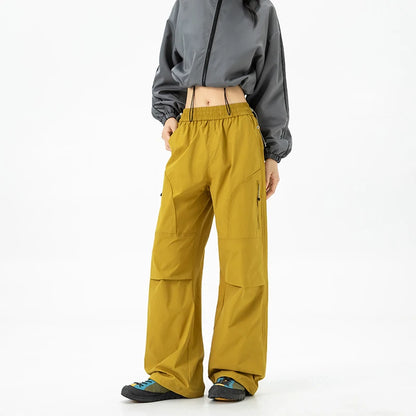 CHRLCK Women's Loose Cargo Pants Quick Drying Hiking Pants Waterproof Fishing Camping Cycling Trekking Trousers Outdoor
