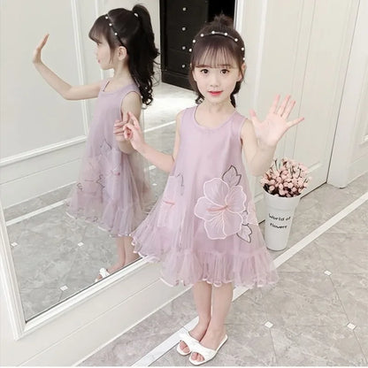 Sleeveless Mesh Children's Strapless Princess Dress 2025 Girl Summer Clothes Girls From 7 8 Years Dresses Kids Girl's Holiday 9