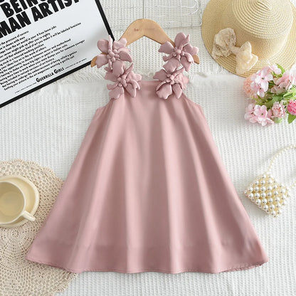 Bear Leader 2-7 Years 3D Flower Birthday Wedding Princess Dress Korean Version Sling Party Clothes Summer Girls Casual Outwear