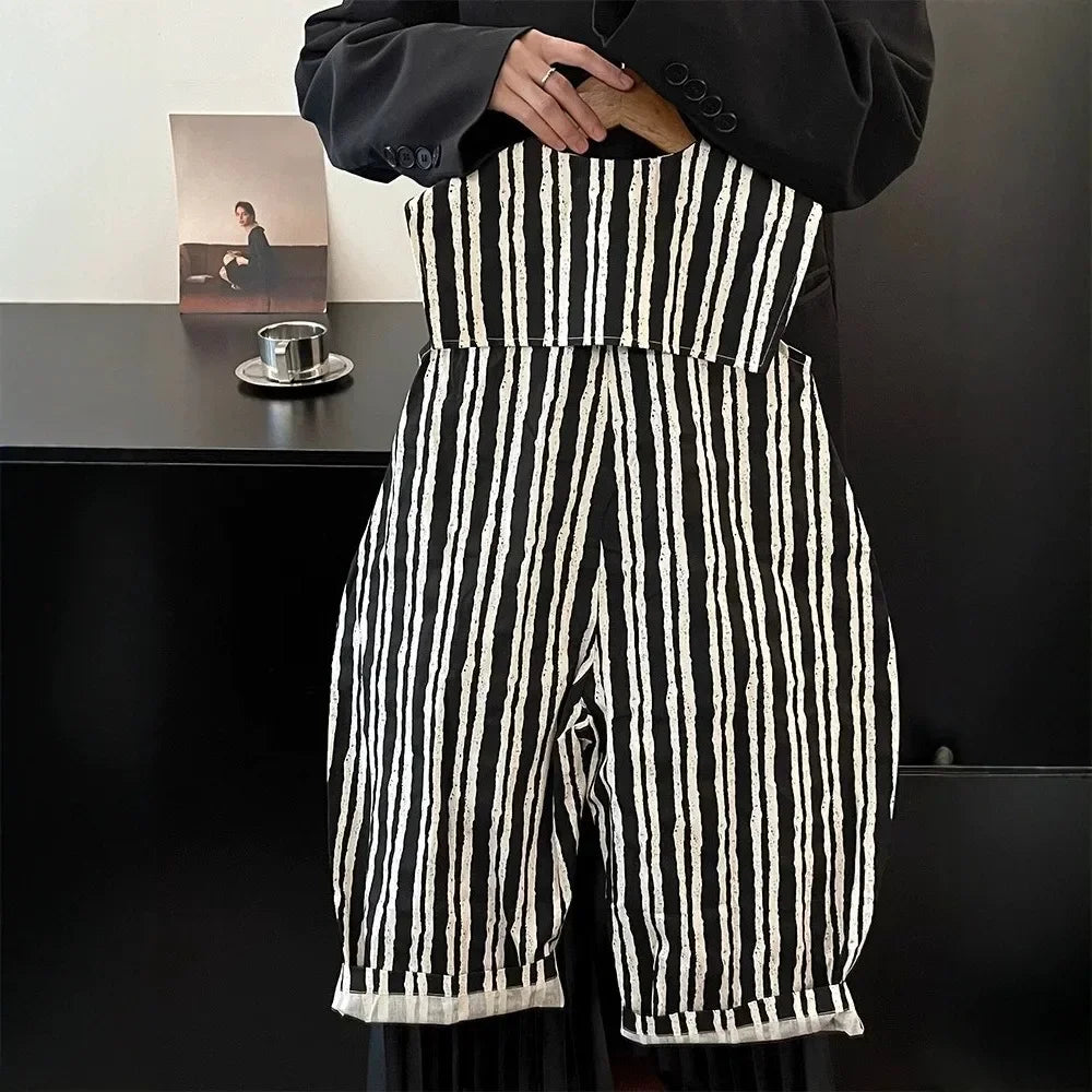 Summer New Casual Boys' and Girls' Clothes Polka Dot Vertical Stripe Printed Kids Jumpsuit Basic Simple Children's Clothing