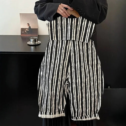 Summer New Casual Boys' and Girls' Clothes Polka Dot Vertical Stripe Printed Kids Jumpsuit Basic Simple Children's Clothing