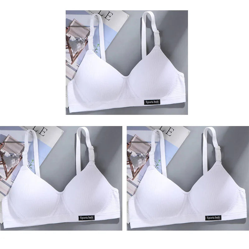 3pcs Women Thin Wireless Bra Girl Seamless Push Up Bra Student Comfort V-Shaped Underwear Adolescent Breathable Comfort Lingerie