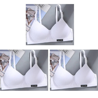 3pcs Women Thin Wireless Bra Girl Seamless Push Up Bra Student Comfort V-Shaped Underwear Adolescent Breathable Comfort Lingerie