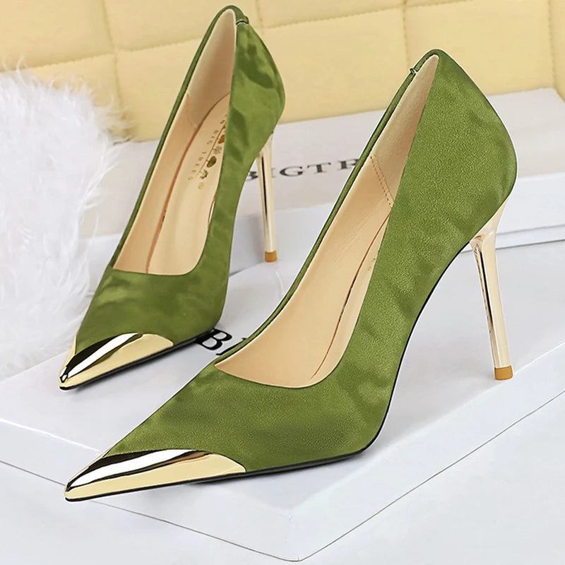 BIGTREE Shoes Metal Pointed Tip Women Pumps Stilettos Heels 10 cm Luxury High Heels Luxury Banquet Shoes Sexy Party Shoes 2026