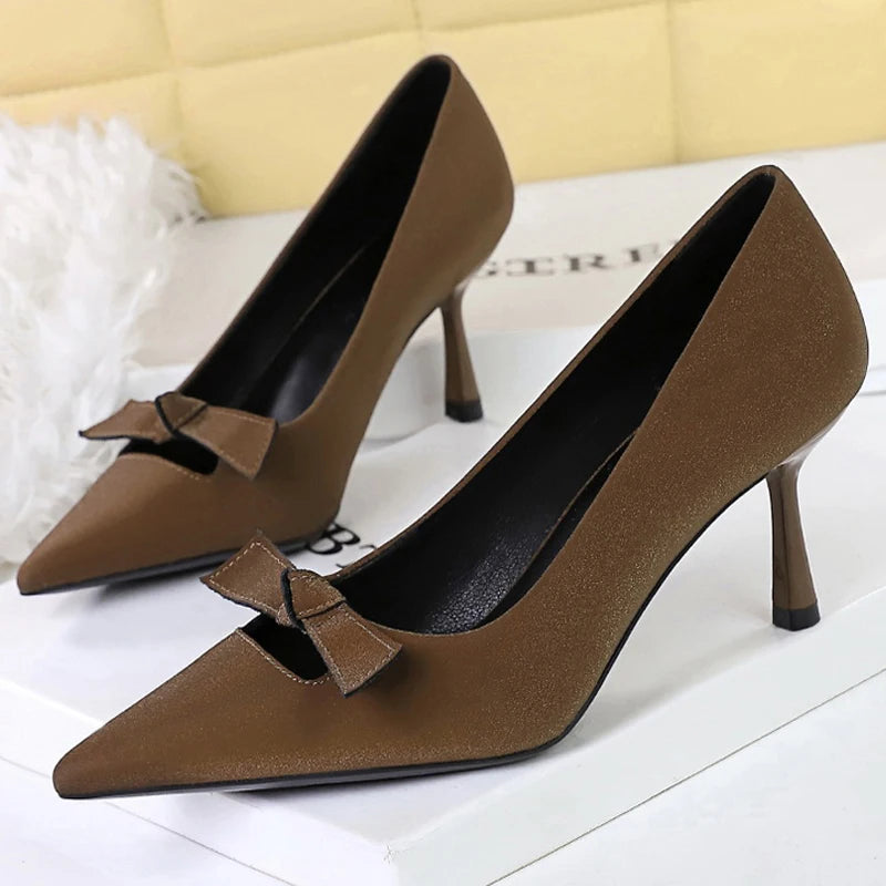 BIGTREE Shoes Fashion Women Pumps Bowknot Design Kitten Heels Ladies Shoes Stiletto 6.5 CM Luxury Banquet Shoes Women Heels 2026