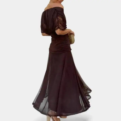 Floral Print High Waist Pleat Party Dress Elegant Women Bat Sleeve Swing Party Dress Female Chest Low Cocktail A-Line Dress HPSW