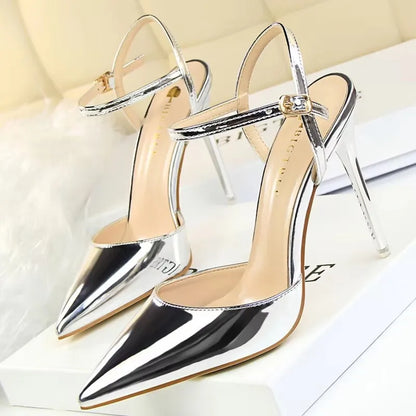 BIGTREE Shoes Fashion Sandals Women 2026 Patent Leather High Heels Women Sandals Summer Heeled Sandals Pointed Toe Women Pumps