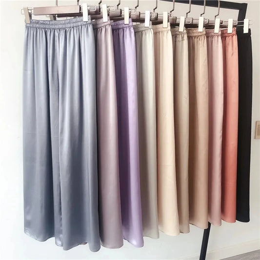 Birdsky, 1pc 100% natural Mulberry Silk Women Loose Cuts Pants Capris wide leg trousers extra size, high waist. S-39