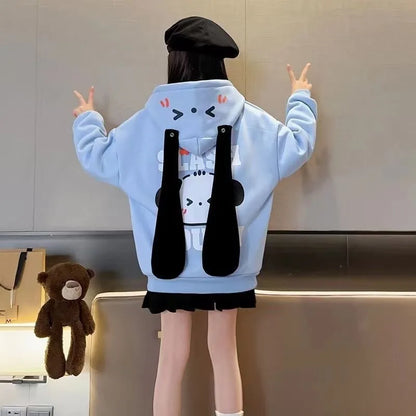 Girls' 2025 New Spring/Autumn Stylish Pochacco Long Ears Hooded Thickened Sweatshirt - Kids' Top