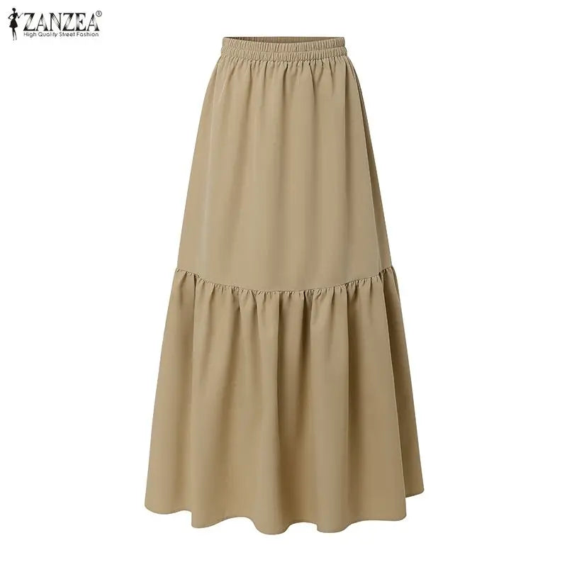 ZANZEA Fashion Dress Sets Women Summer 2PCS 2026 Elegant Short Sleeve Tops and Pleated Long Skirts Solid Outfits Streetwear 3XL
