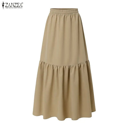 ZANZEA Fashion Dress Sets Women Summer 2PCS 2026 Elegant Short Sleeve Tops and Pleated Long Skirts Solid Outfits Streetwear 3XL