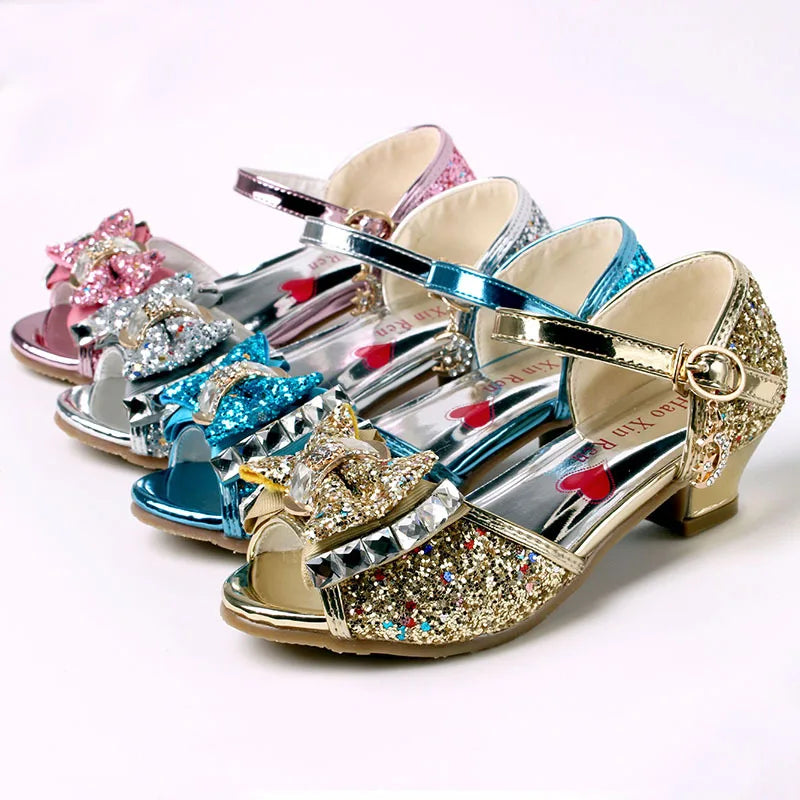 Summer New Girls High Heel Sandals Children's Princess Shoes Big Girls Performing Shoes Kids Open Toe Gladiator Sandals CSH822