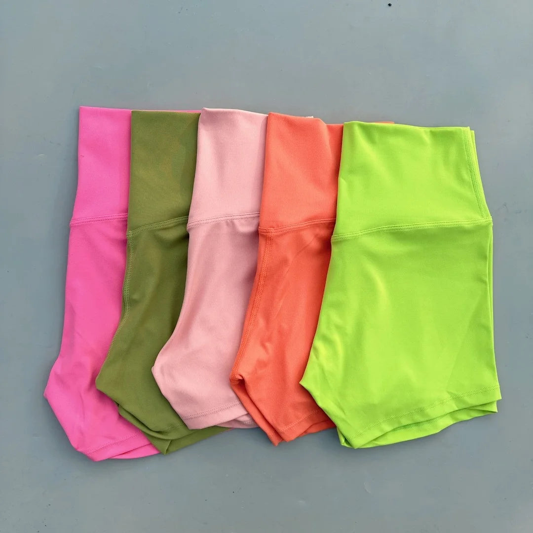 Solid Color Tight Soft Women Fitness Sport Short High Waist Yoga Short Legging Squatting Proof Comprehensive Training Athletic