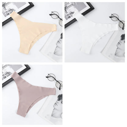 3Pcs/Set Women Ice Silk Panties V-Waist Low Rise Briefs Seamless Underwear Female Quick-Drying Underpants Sexy Lingerie S-L