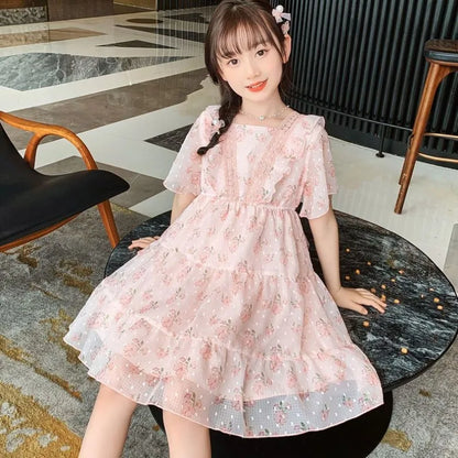 Floral Summer Dress Evening Kids Girls Luxury Dresses Clothes From 10 14 Years Old Girl 12 Fashion 11 Costume Women's Teenage 8