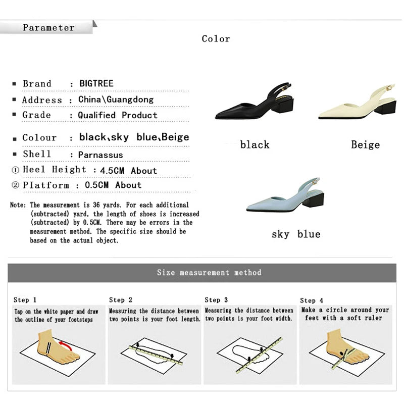 BIGTREE Shoes New Women Pumps Pointed Middle-High Heeled Shoes Hollow Out Hook Strap Women's Sandals Thick With Ladies Shoes