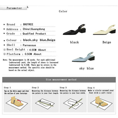 BIGTREE Shoes New Women Pumps Pointed Middle-High Heeled Shoes Hollow Out Hook Strap Women's Sandals Thick With Ladies Shoes