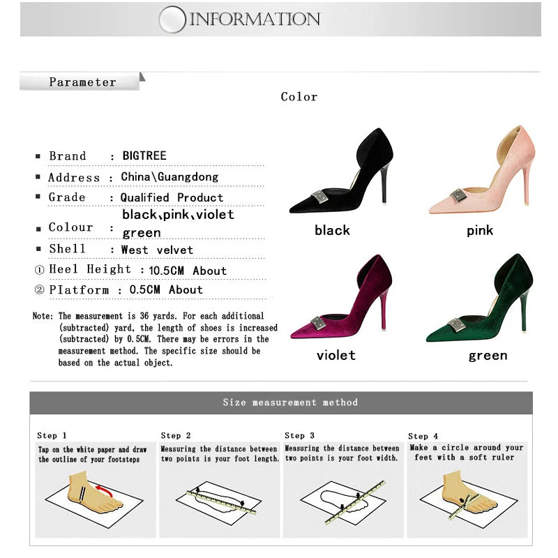 BIGTREE Shoes Sexy Women Pumps Metal Rhinestone High Heels Pointed End Stilettos Women 10.5 cm Heels Fashion Office Shoes 2026