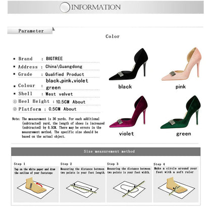 BIGTREE Shoes Sexy Women Pumps Metal Rhinestone High Heels Pointed End Stilettos Women 10.5 cm Heels Fashion Office Shoes 2026