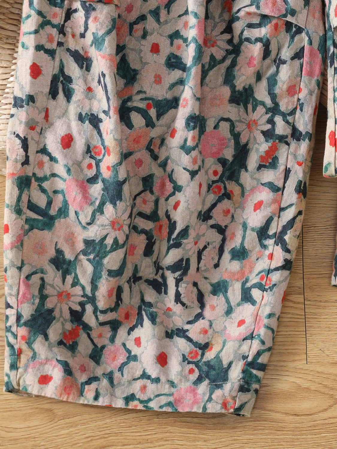 Retro Print Linen Harlan Pants Women Summer Thin Loose Color Block Drawstring High Waist Slimming Casual Cotton Linen Carrot ...