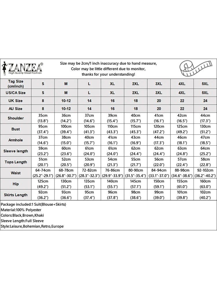 ZANZEA 2026 Spring Fashion Long Sleeve Dress Sets Office Matching Sets Women Outfits Elegant OL Work Skirt Suit Solid Tracksuit