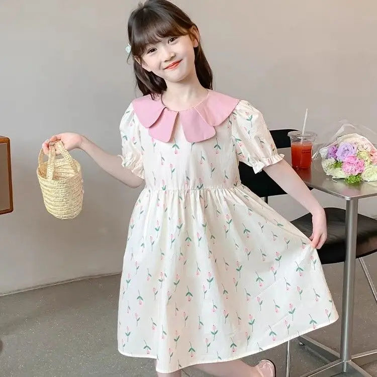 Floral Cute Casual Dress Elegant Dresses for Girl 8 To 14 Year Old Girls Clothes 11 12 Years Luxury Up Kids Summer Child Little