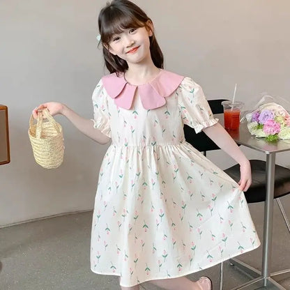 Floral Cute Casual Dress Elegant Dresses for Girl 8 To 14 Year Old Girls Clothes 11 12 Years Luxury Up Kids Summer Child Little
