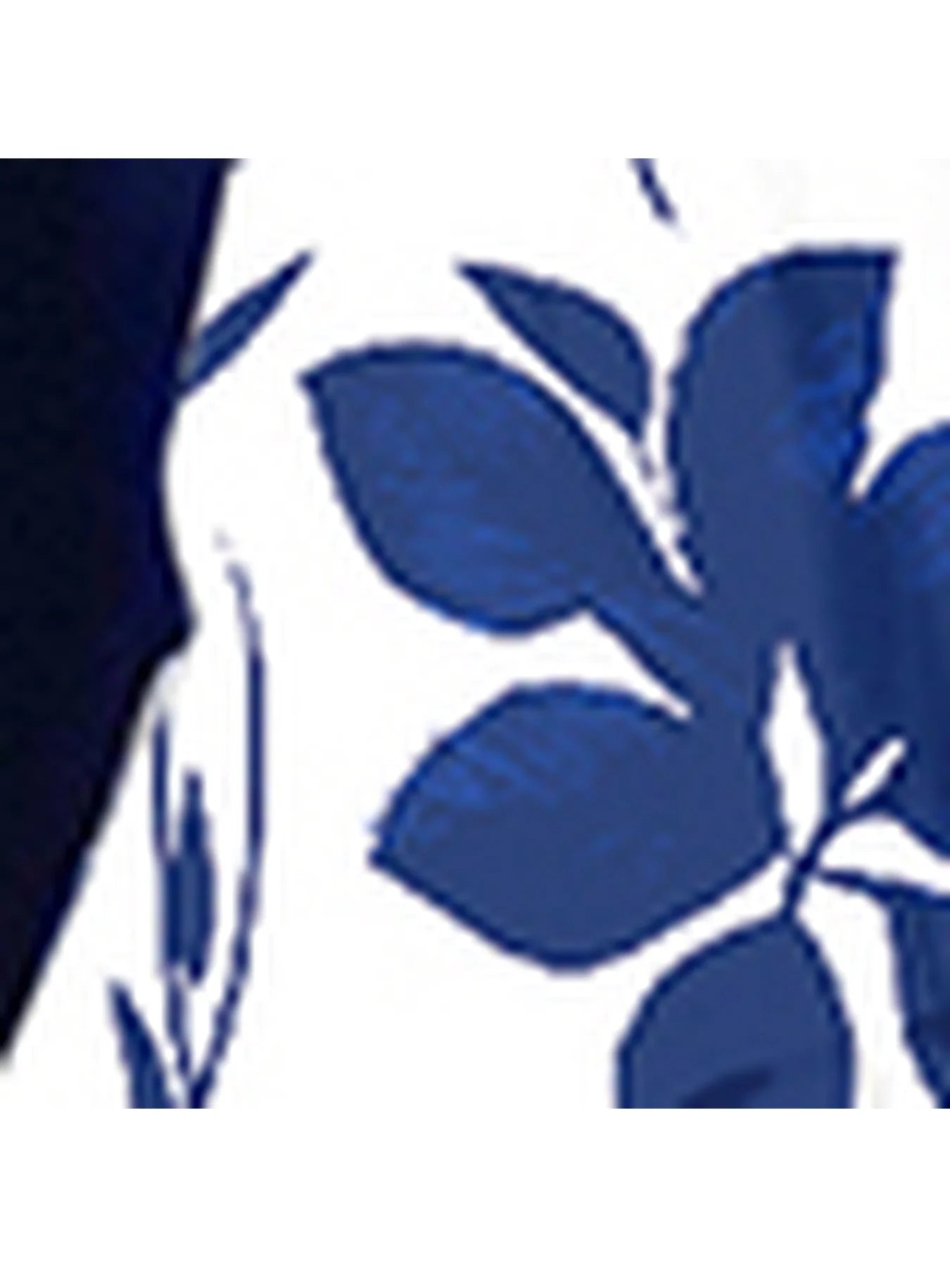 Summer Comfortable and Casual Women's Plus Size White Plant Pattern Twisted Top, Navy Blue Wide Leg Pants Set, Two-Piece Set