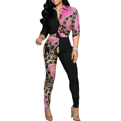 European Style Spring Summer Shirt Top And Long Pant Suit Casual Party 2 Two Pieces Tracksuit Outfits 2025