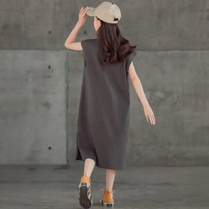 Straight Skirt Children's Korean-style T-shirt Dress Elegant Girl Dresses Elementary Summer Clothes Girls 8 9 Years Female Child