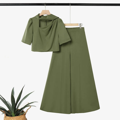 Stylish Summer Outfits ZANZEA Women 2 Pieces Sets Tracksuit Elegant Hollow Out Short Sleeve Blouse Wide Leg Pant Sets Streetwwar