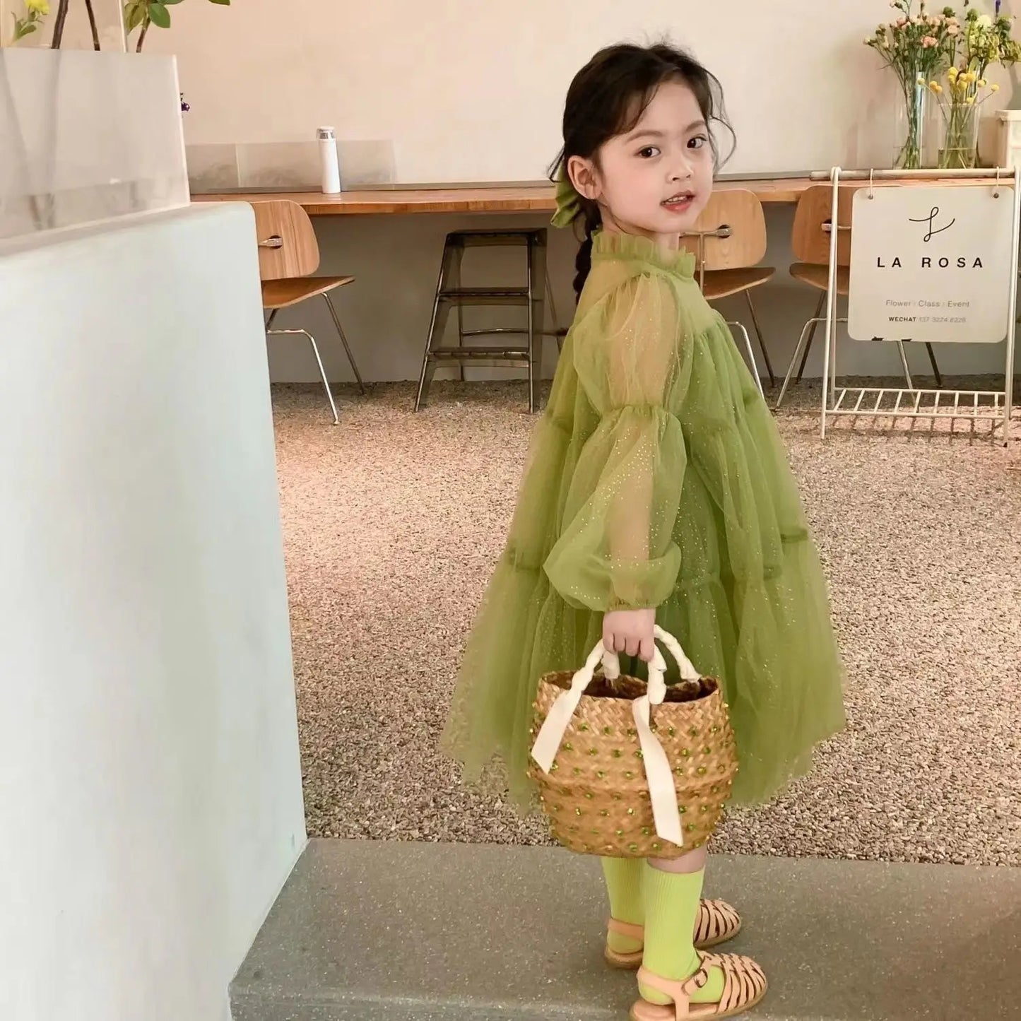 2025 Spring New Arrival Girls' Korean Style A-line Tulle Princess Dresses - Stylish Summer Dresses for 4-12 Years Old