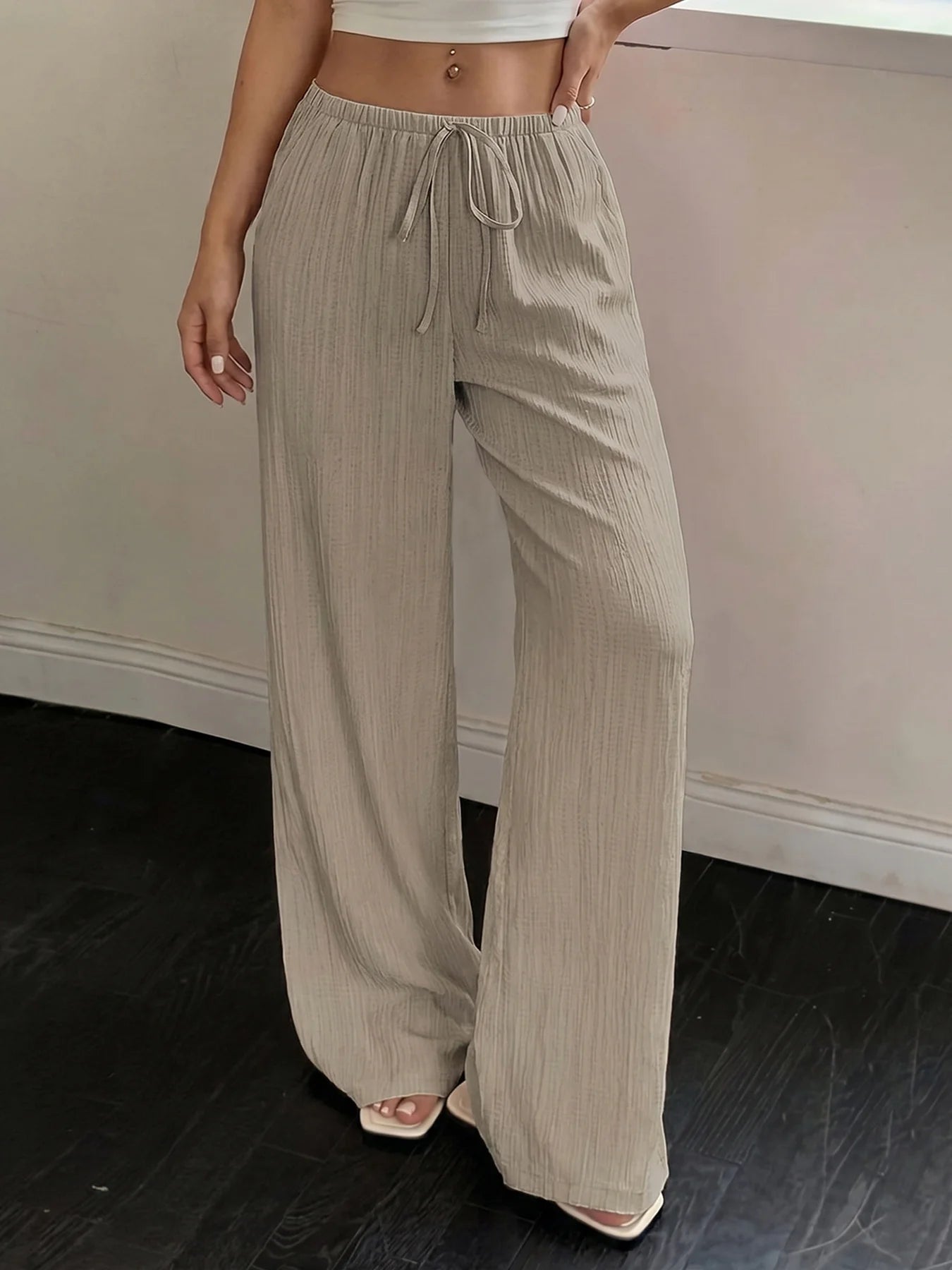 Elegant Women's Casual Versatile Solid-Color Wide-Leg Pants