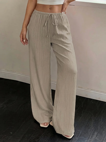 Elegant Women's Casual Versatile Solid-Color Wide-Leg Pants