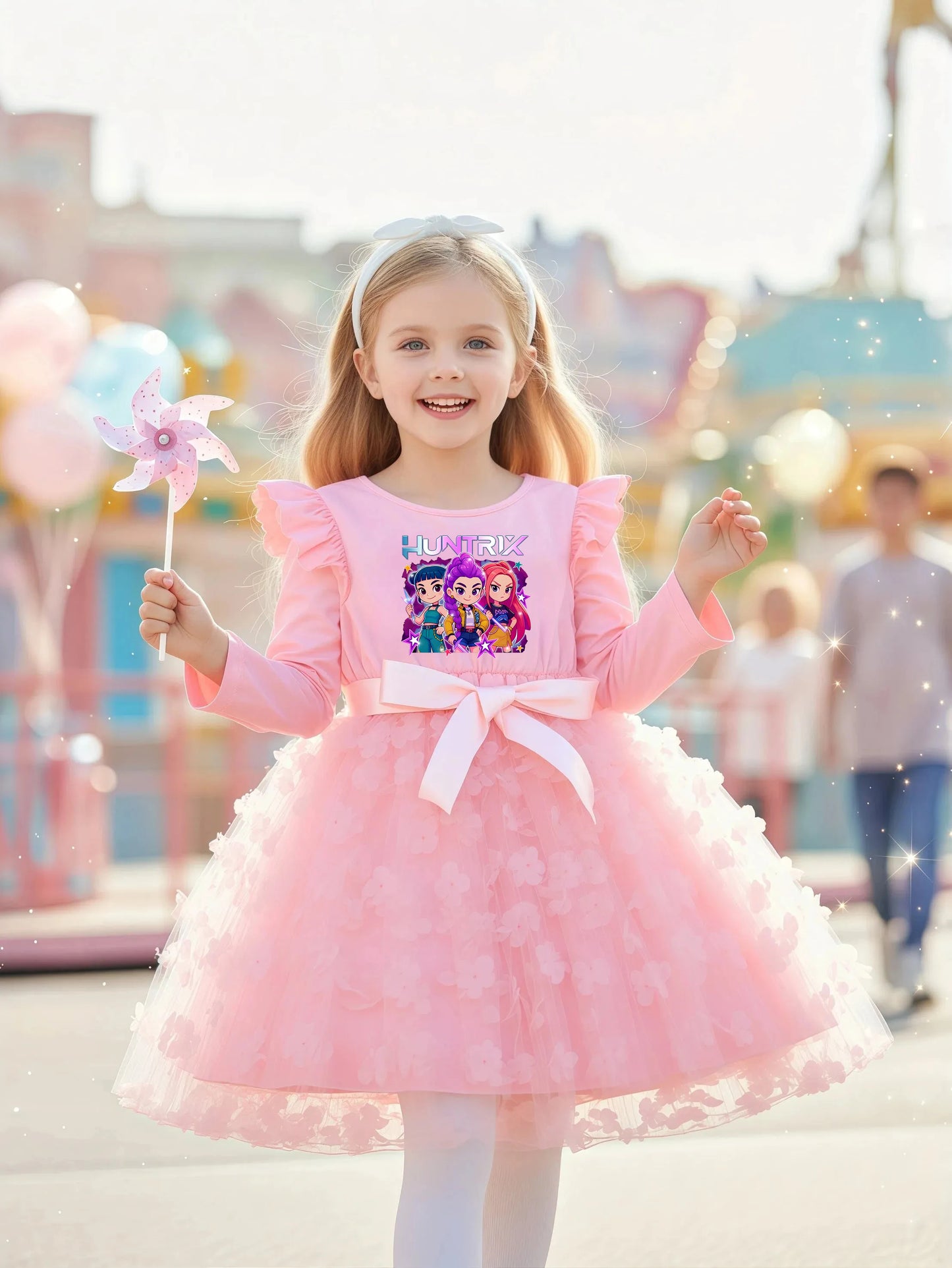 K-Pop Hunters Zoey Mira Rumi Girl Dress 3D Butterfly Casual Dresses Kids Princess Dress Long Sleeve Baby Girls Clothes 2-6Y