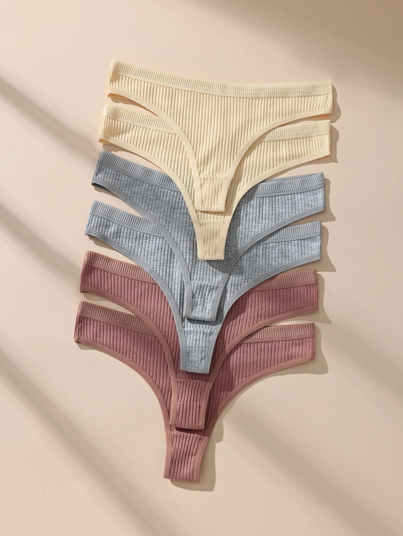 6Pcs Women's Panties Striped Briefs for Women Low-Rise Breathable Cotton Female Soft Underwear Solid Colors Ladies Underpants