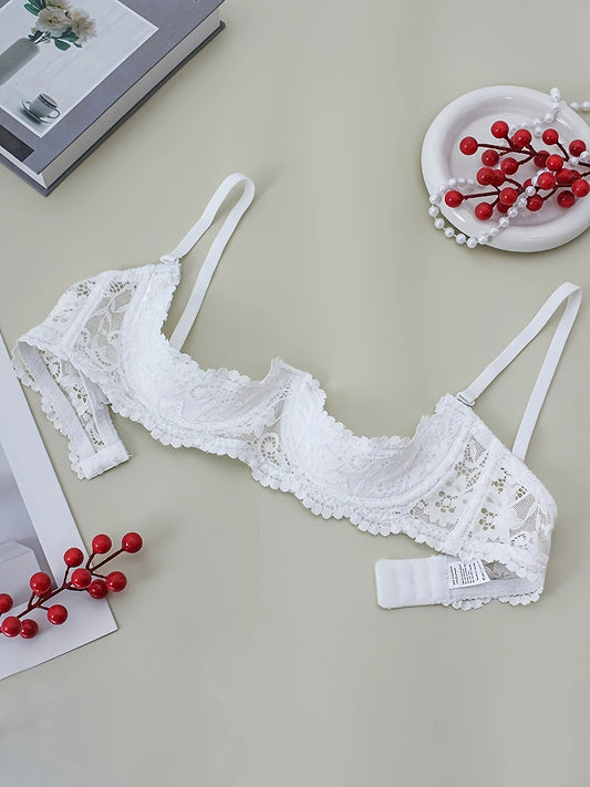 Women's Lace Open-Cup Underwire Bra, Soft, Skin-Friendly, Breathable, Plus-Size Sexy Lingerie