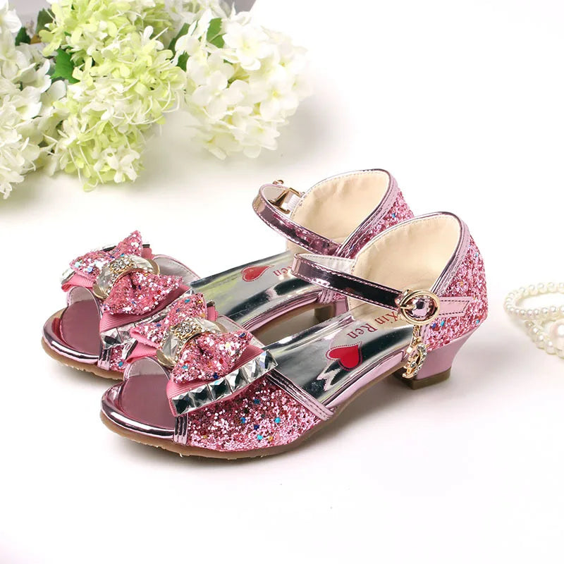 Summer New Girls High Heel Sandals Children's Princess Shoes Big Girls Performing Shoes Kids Open Toe Gladiator Sandals CSH822