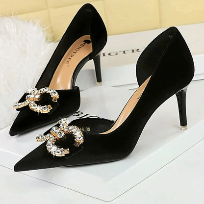 Luxury High Heels Women 7 cm 10.5 Stilettos Metal Rhinestone Women Pumps Fashion Wedding Shoes Ladies Sexy Prom Shoes 2026