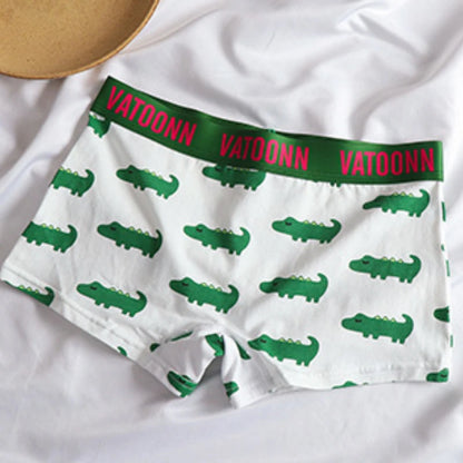 60S Cotton Women Panties Cartoon Print Shorts Sports Boxer Breathable Cozy Sexy Underwear Mid-Waist Boyshort Female Girls Pants