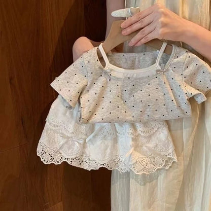 Girls Cute Polka Dot T-Shirt Summer Casual Short Sleeve Top for Baby Toddler Girls Stylish Kids Clothing New Arrival
