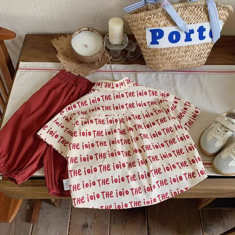 Boys Girls Kids Summer Shirt Children's Alphabet Print Casual Short Sleeve Top 2026 New Fashion Tee for Baby Toddler