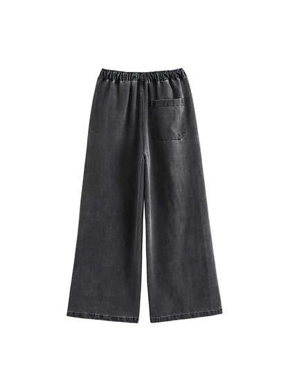 2024 Autumn Jeans Sets Women Turn-down Collar Casual Top Fashion High Waist Streetwear Female Denim Pant Two Piece Set